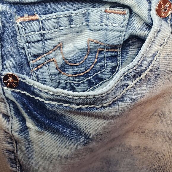 TRUE RELIGION Jennie Curvy Mid Rise Skinny Jeans Women’s Size 30 Acid Light Wash - Picture 5 of 14